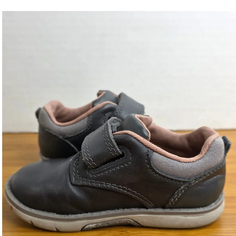 Stride Rite SRT Griffin Boys Gray Leather Sneakers Shoes BB018401 Size 6W